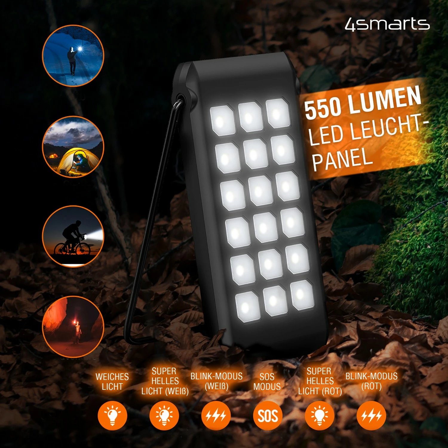 Powerbank 4smarts TitanPack Flex 10000 mAh, Quick Charge 3.0, e zezë, portokalli