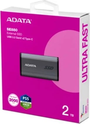 SSD i jashtëm Adata Elite SE880, 2TB, USB 3.2 Gen2x2, Titanium