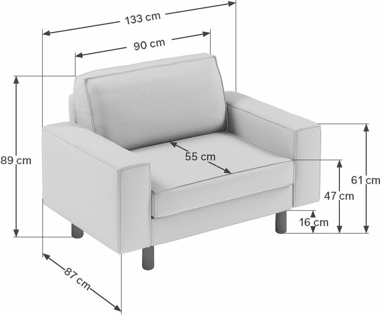 Karrige divan një vend, Atelier del Sofa, Sparrow Loveseat, ngjyrë Pebble, këmbë druri Walnut