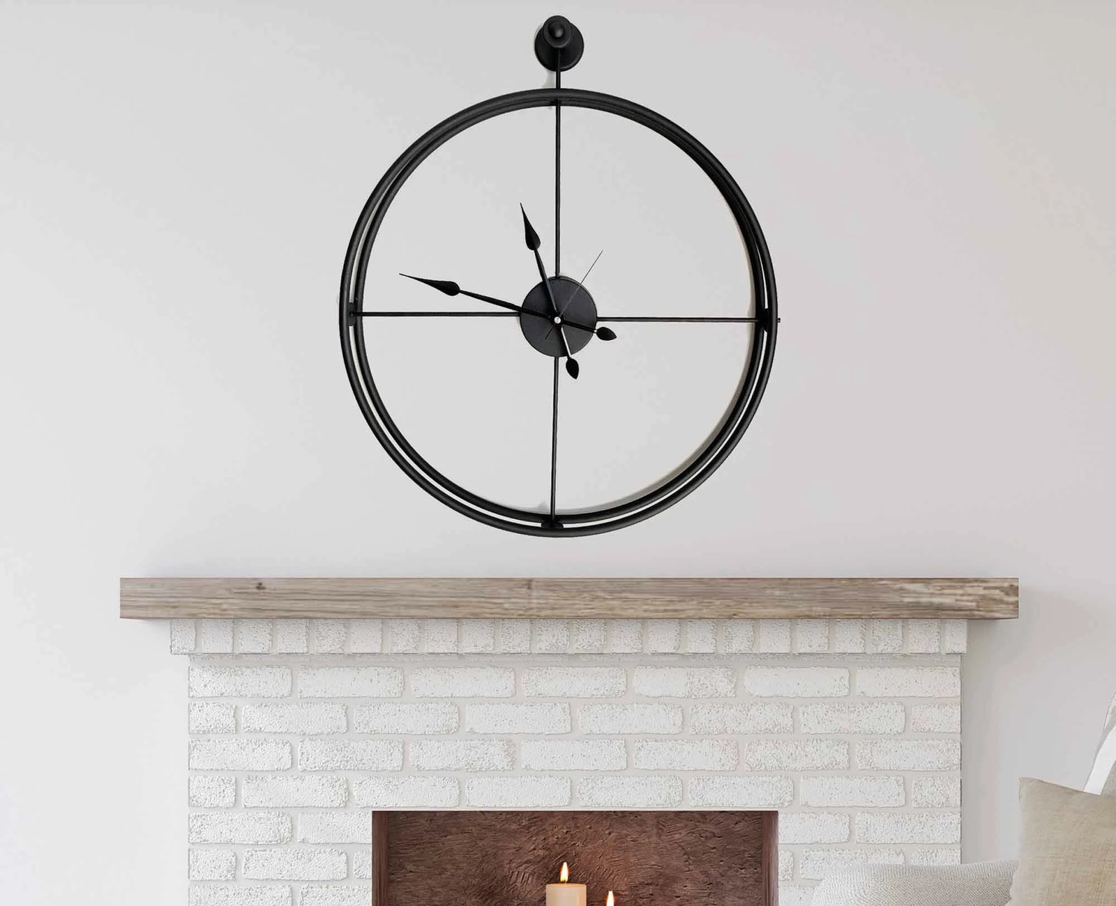 Orë muri dekorative prej metali, e zezë, Wallity, Mclock-00106