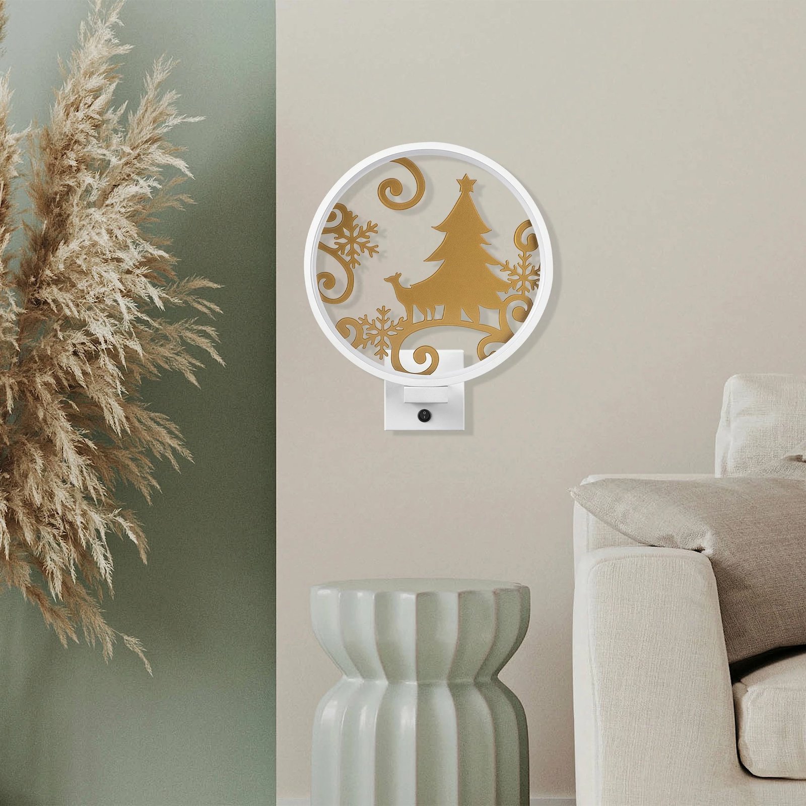 Llambë muri dekorative Opviq, XMAS27, e bardhë dhe ari