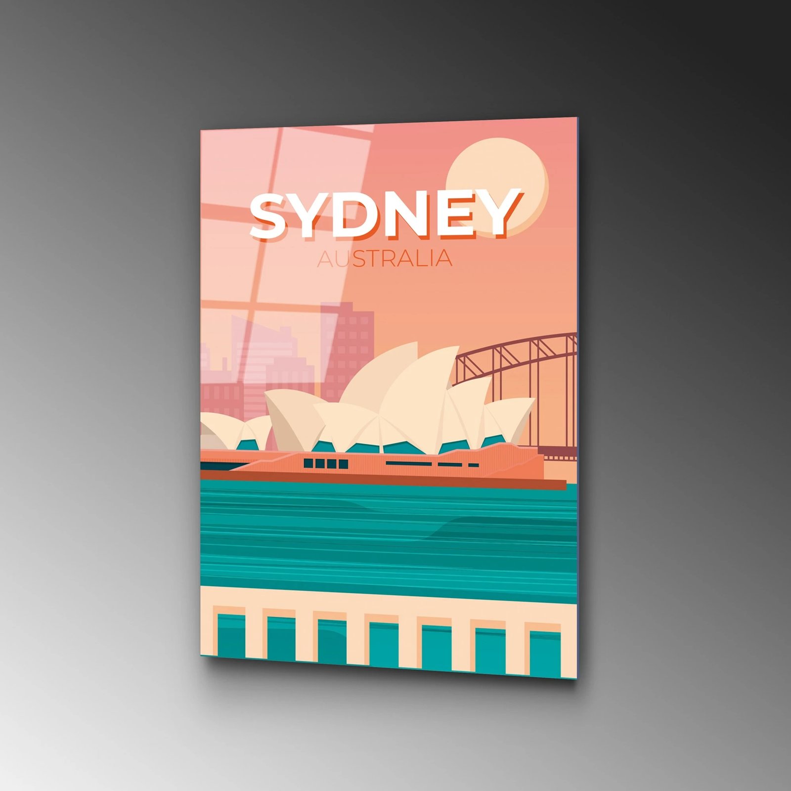 Pikturë dekorative prej xhami të temperuar, shumëngjyrëshe, 30x45cm, Sydney Australia