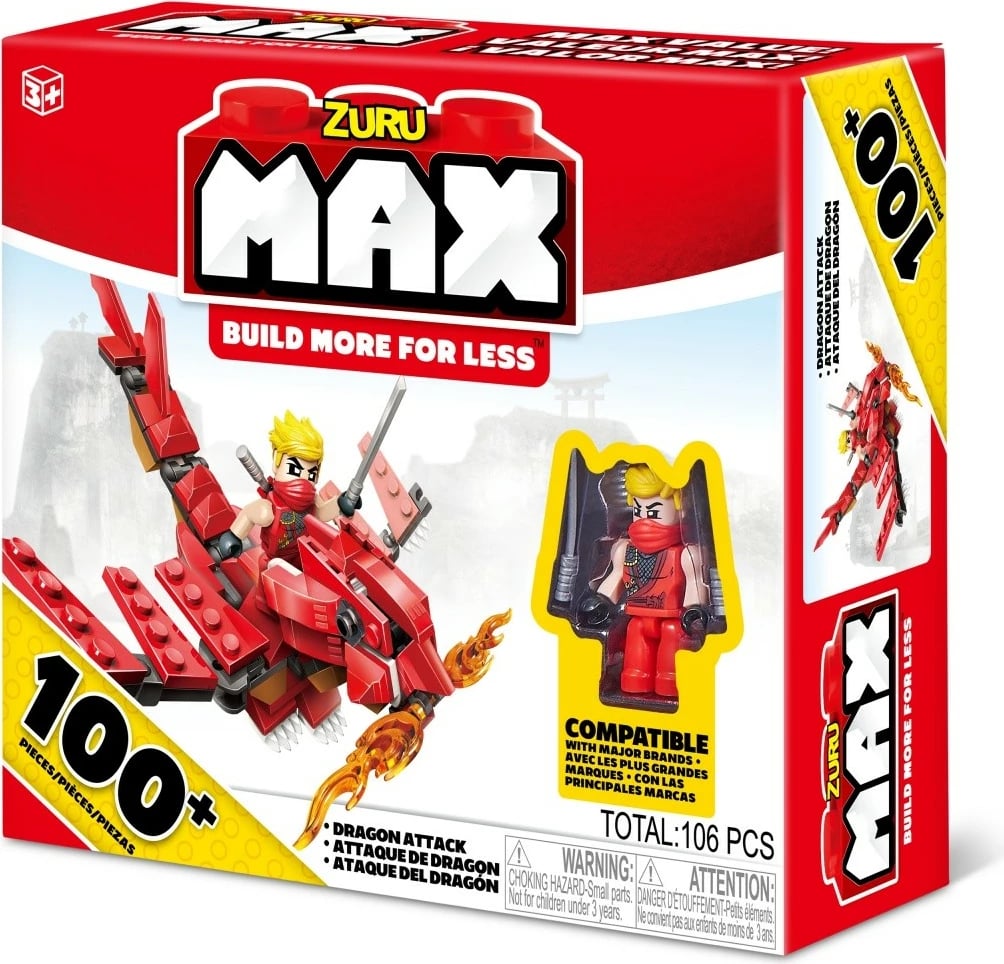 Set blloqe ndërtimi ZURU Max Build More, 100+ pjesë, me figurë, plastikë