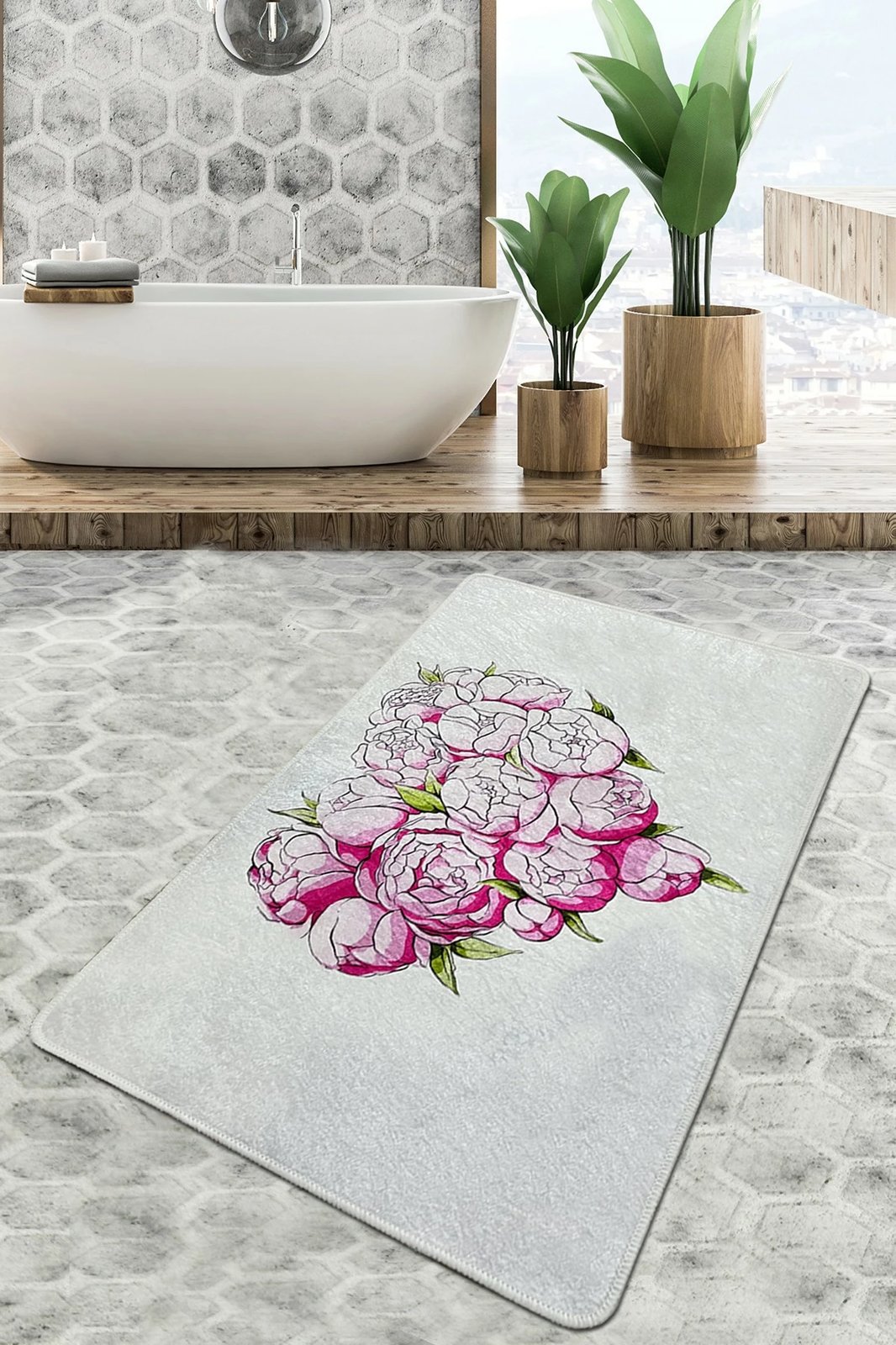 Tapet për banjo Mijölnir, Peonia Djt, 80x100cm