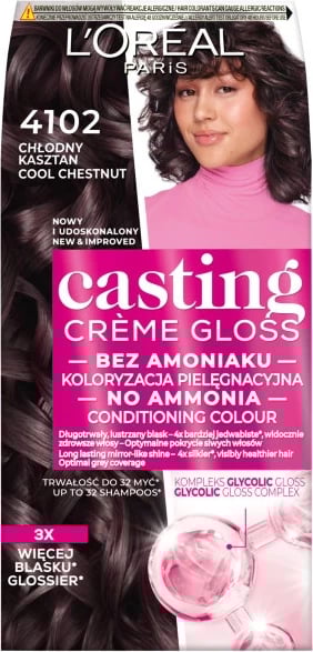 Ngjyrë për flokë për femra L'Oreal Paris Casting Creme Gloss 4102 Kasztan i ftohtë, 1 copë