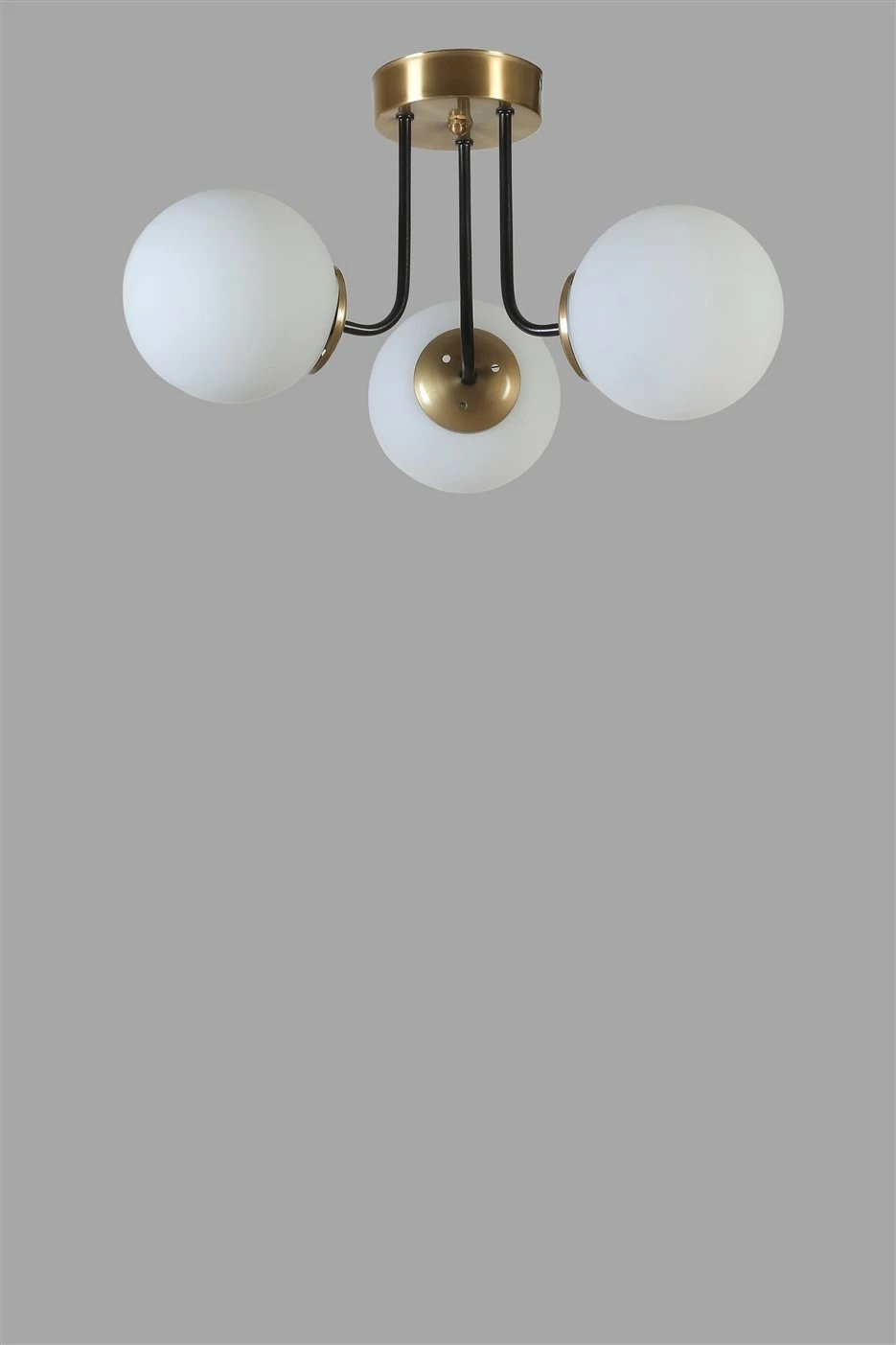 Llambë tavani Opviq Pablo, 3 drita, metal i artë dhe xham i bardhë