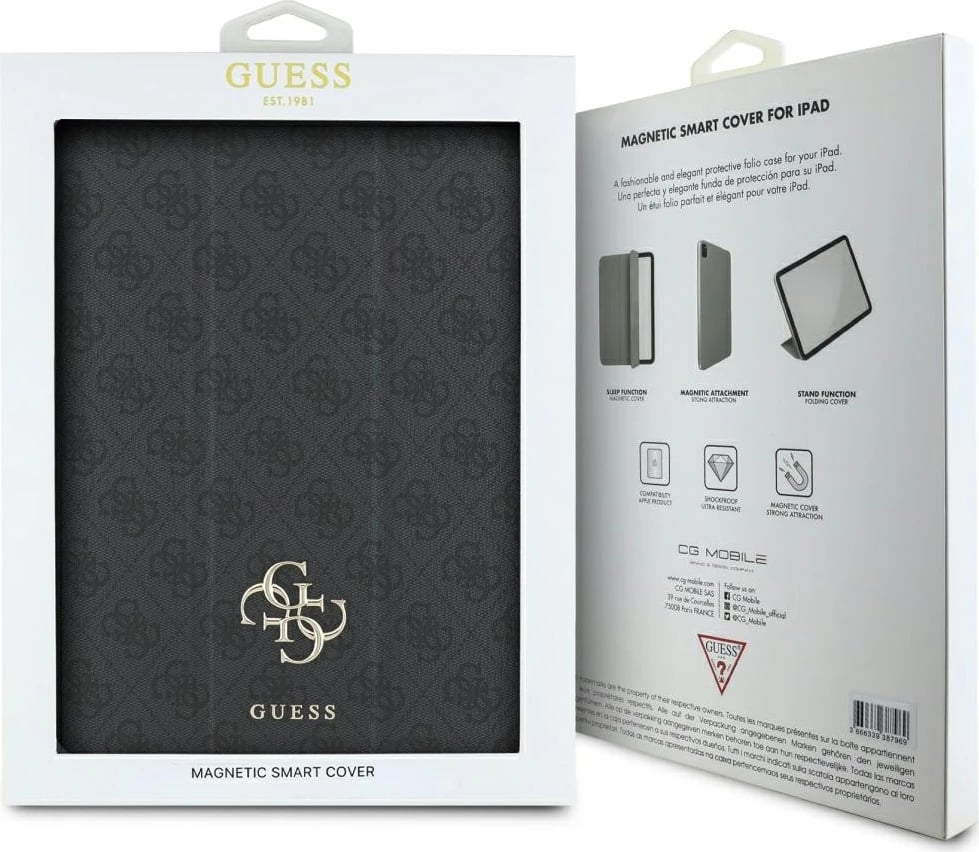 Mbështjellës Guess GUFC13RM24PS4SGK për iPad Air 13" 2024, Magnetik, 4G Big Logo, i zi