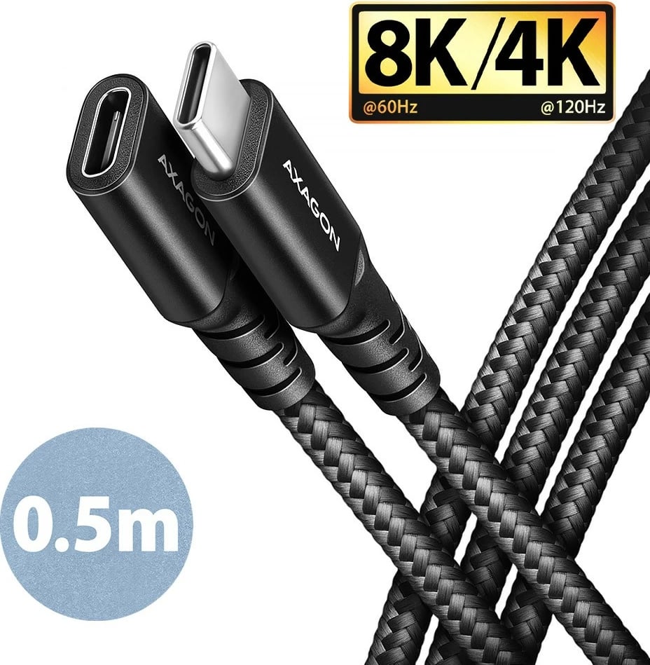 Kabllo zgjatues USB-C AXAGON BUCM32-CF05AB, 0.5m, 20Gbps, 240W, i zi