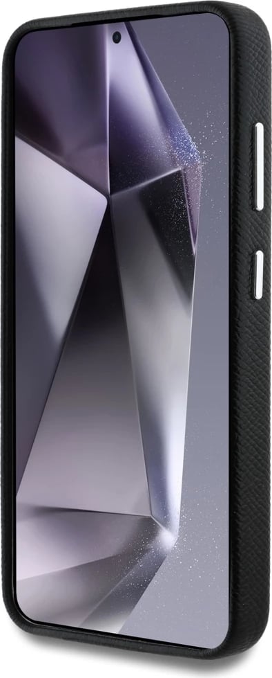 Mbështjellës Guess Grained Triangle Logo MagSafe për Samsung Galaxy S25, i zi Mbështjellës Guess Grained Triangle Logo MagSafe për Samsung Galaxy S25, i zi