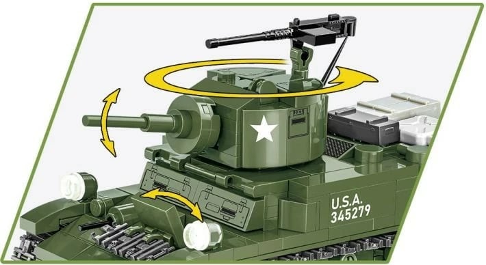 Set blloqesh Cobi Klocki M3 Stuart, 511 pjesë, me 2 figurina, Jeshile