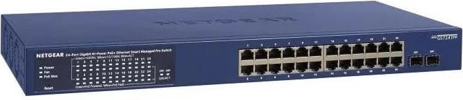 Switch Netgear GS724TPP-300EUS, 24 porta, PoE, për RACK 19", e zezë