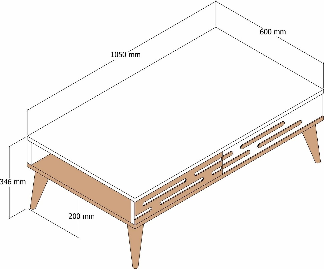 Tavolinë kafeje Hanah Home, Valensiya, ngjyrë arre, e zezë, mermer