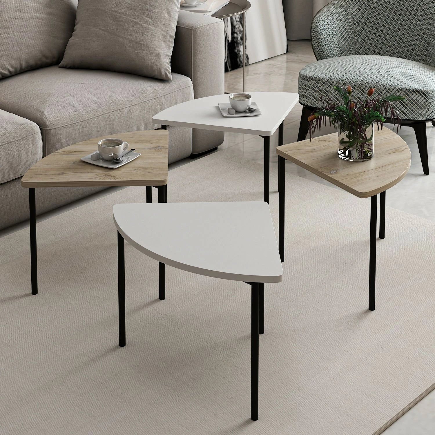 Tavolinë e ulët për kafe, Skye Decor, Emma - 8918, e bardhë