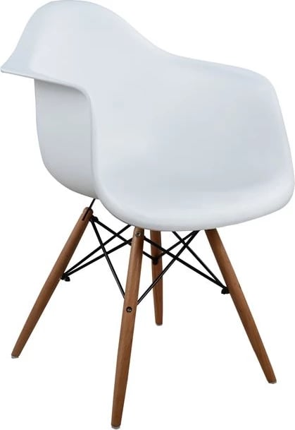 Karrige me krahë, këmbë druri, ngjyrë bardhë, Mirto FH005.01, 64x60x81 cm, set prej 4 copë