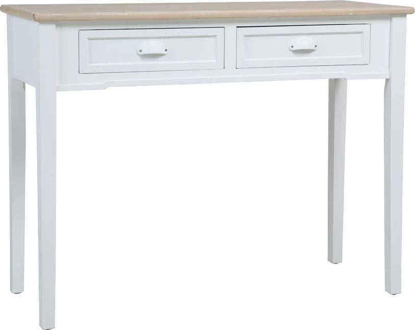 Konsolë me 2 sirtarë, e bardhë/natyrale, 102x40x78
