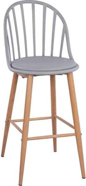 Karrige për bar me këmbë metalike, Alina FH8580.10, ngjyrë gri, 47x57x113 cm, set prej 2 copë