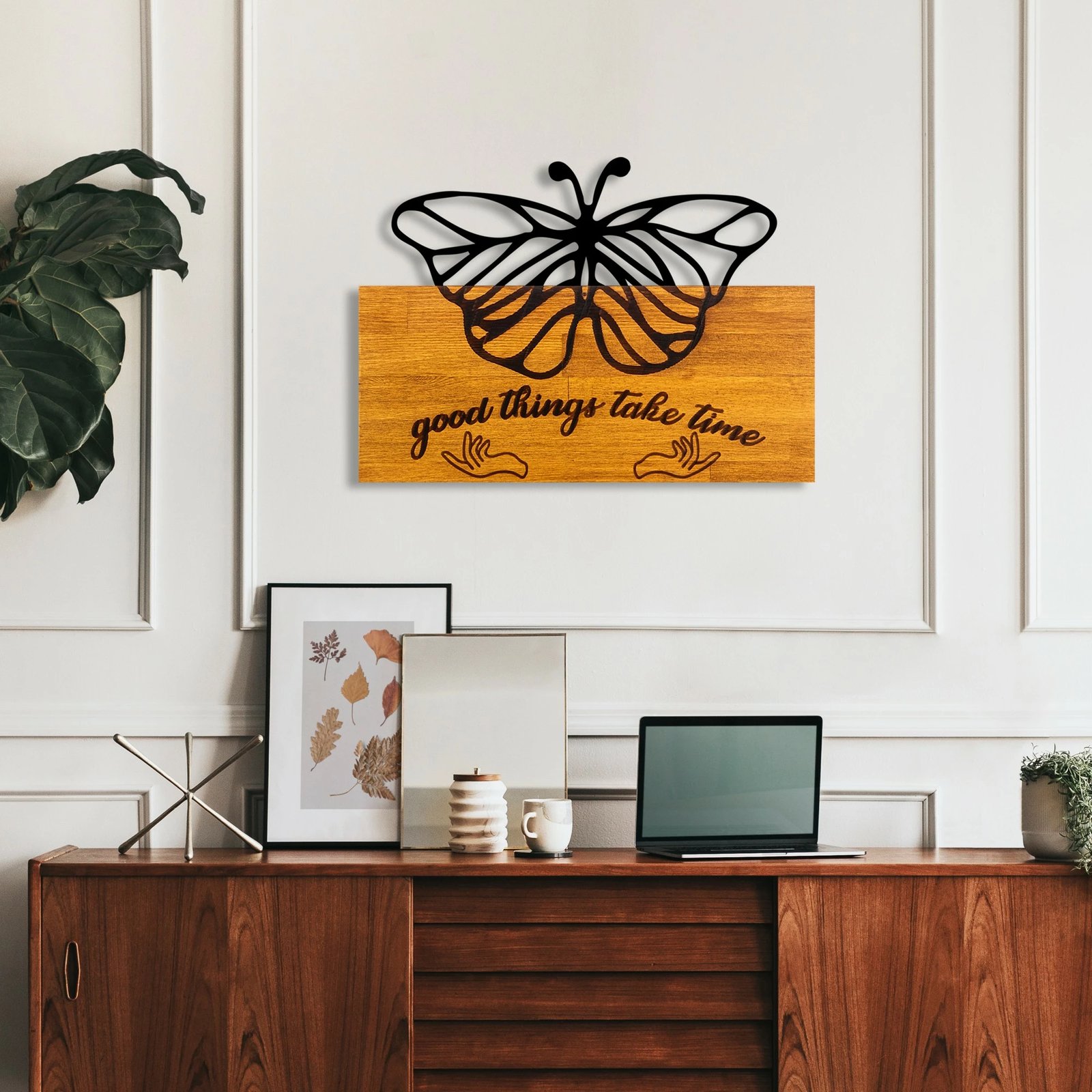 Aksesor dekorativ për mur, dru arre, flutur, Wallity Butterfly 5