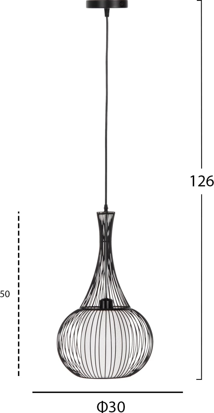 Llambë varëse tavani, metal i zi, FH4132, Φ30x50H cm