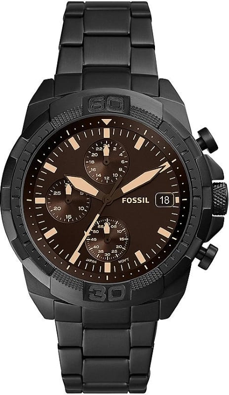 Orë dore FOSSIL BRONSON për meshkuj, e zezë