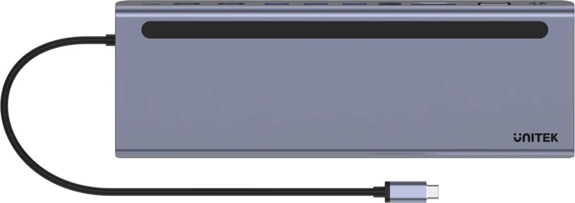 Kasë HUB USB-C Unitek D1022B, 11 porte, 100W PD, Gri