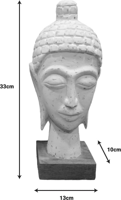Busti i Budës, dru mango, ngjyrë e bardhë, 13x10x33 cm