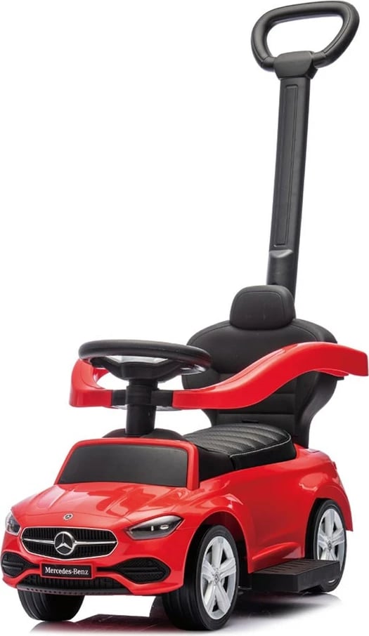 makinë ride-on për fëmijë, Milly Mally, Mercedes C-Class Deluxe, me dorezë drejtuese dhe barrierë të heqshme, sedilje eko-lëkurë, goma gome, ngarkesa max 25 kg, e kuqe