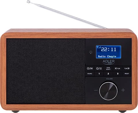 Radio Adler AD 1184 DAB/DAB+, FM, Bluetooth 5.0, 3W, LCD, USB/SD, alarm, kafe
