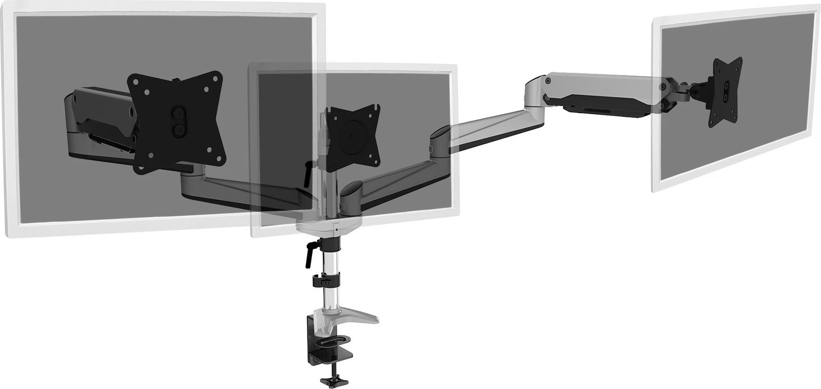 Mbajtës tavoline për 3 monitorë Digitus, universal, gas spring, 17-27 inç, VESA 100x100, zi/gri