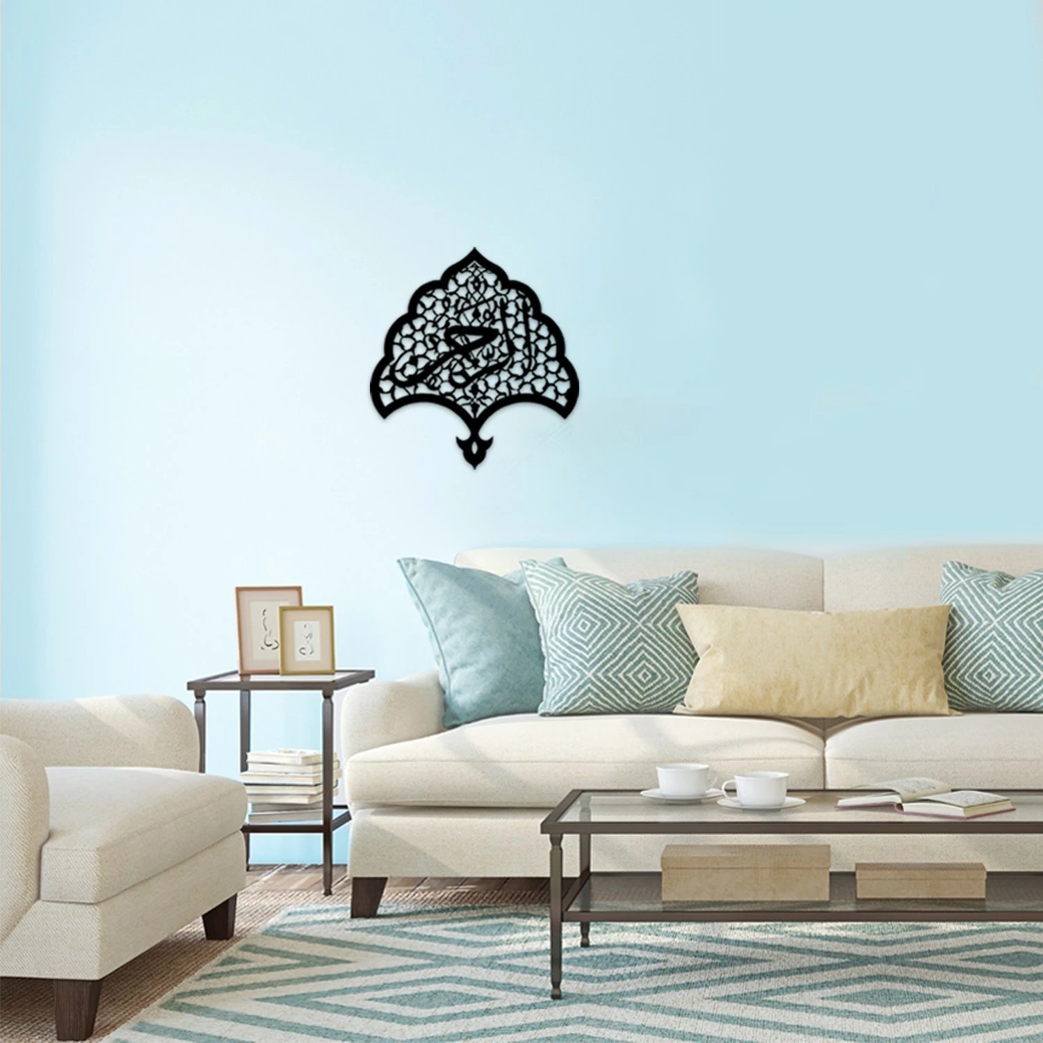 Aksesor dekorativ metalik për mur, Wallity, Er-Rahman, ngjyrë e zezë, 47x50cm