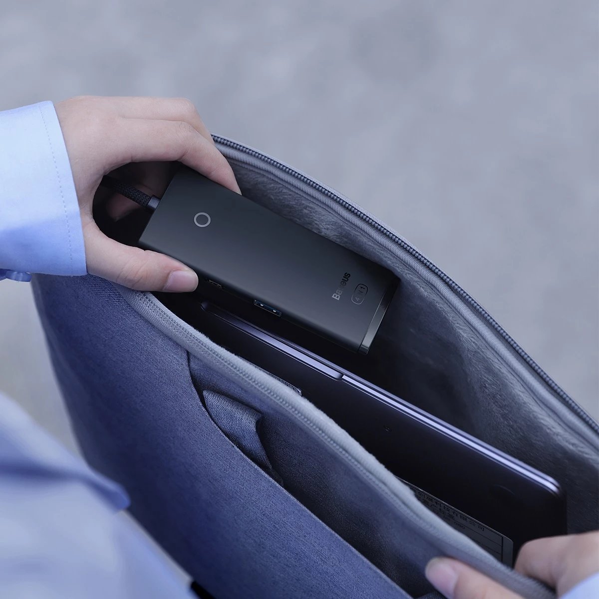 HUB Baseus Lite Series WKQX030001, 4x USB-A 3.0, 0.25m, zi