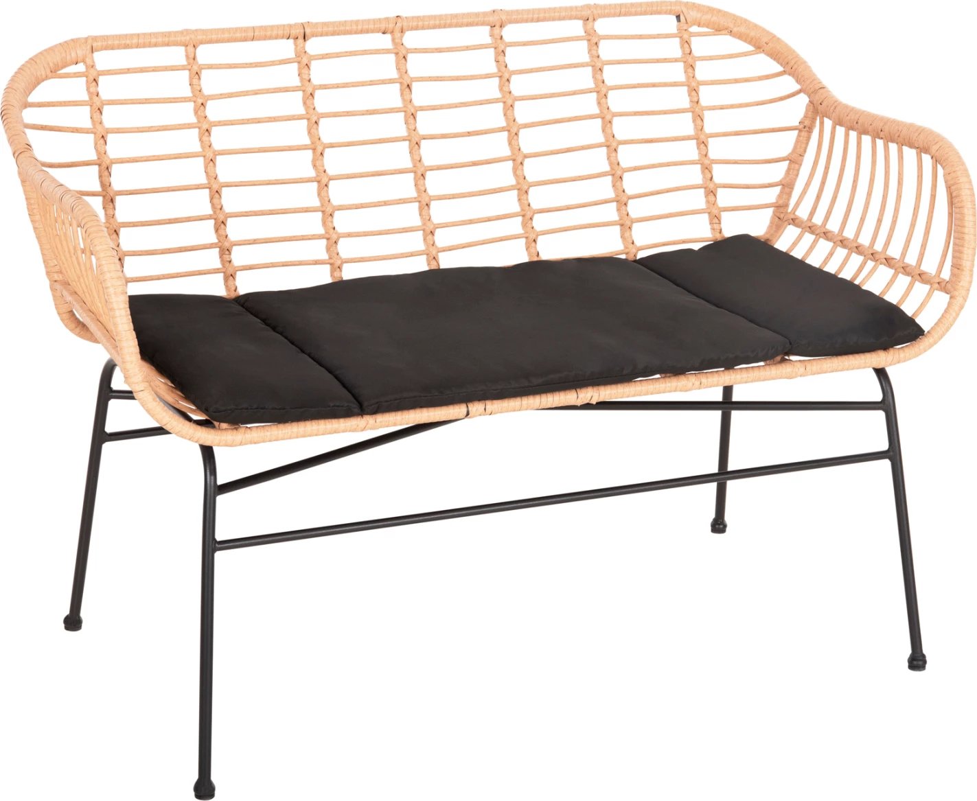 Divan për jashtë ALLEGRA FH6077 metal i zi-P.E. Rattan në bezhë 120x62x80Hcm