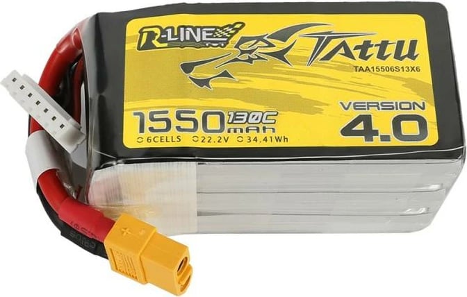 Bateri Tattu R-Line 4.0, 1550mAh, 22.2V, 130C, 6S1P, XT60
