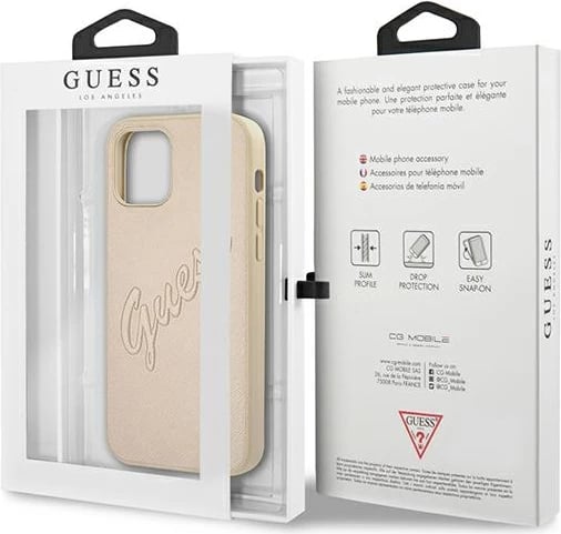 Mbështjellës Guess GUHCP12LRSAVSLG për iPhone 12 Pro Max 6.7", gold