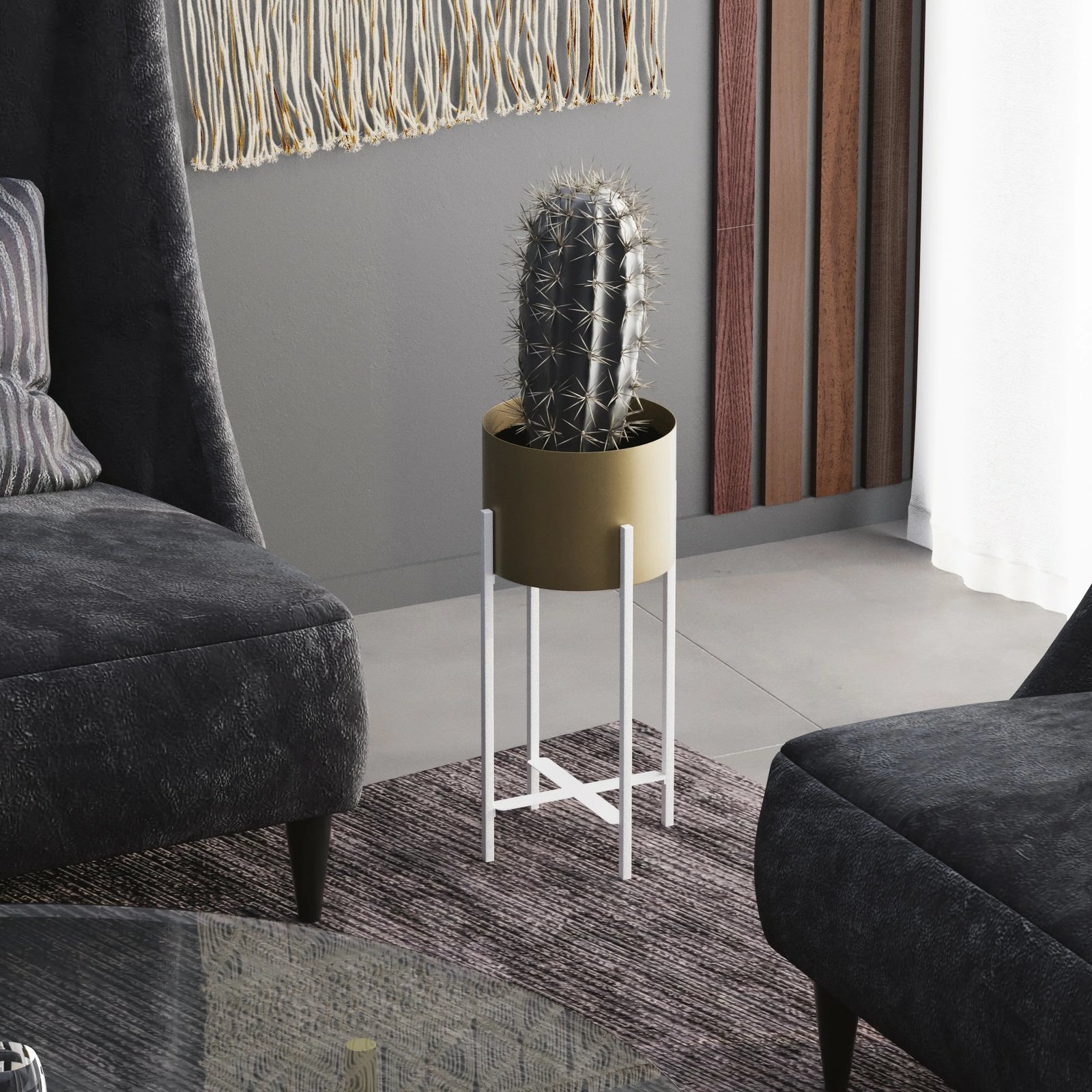 Vazo dekorative Aberto Design, GED-026-C, e bardhë dhe e artë