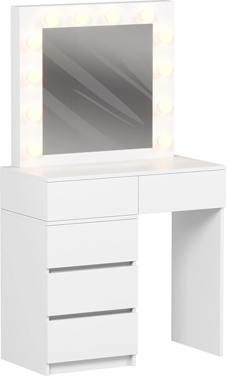 Tavolinë grimi me LED dhe sirtarë BEYON FH2500.03 melaminë, e bardhë, 80x40x140H cm