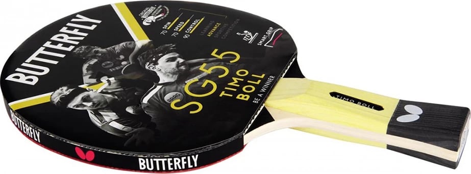 Reket ping pongu Butterfly për meshkuj, e verdhë