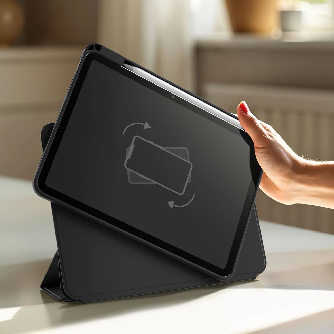 Mbështjellës tablet AmazingThing Titan Pro Mag Case për iPad Air 13" M2/M3, magnetik me qëndrim 720°, i shkëputshëm, mbajtës Apple Pencil, mbrojtje rënie 1.8 m, e zezë