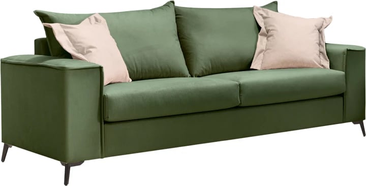 Set divanësh Verona 2 copë, ngjyrë jeshile e errët, me jastëkë ngjyrë krem