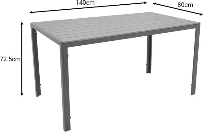 Tavolinë Nares alumini anthracite-plywood natyrale 140x80x72.5cm