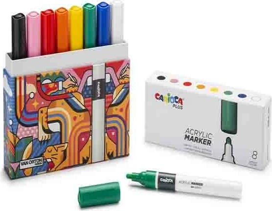 Markerë akrilikë Carioca Plus, 8 Ngjyra