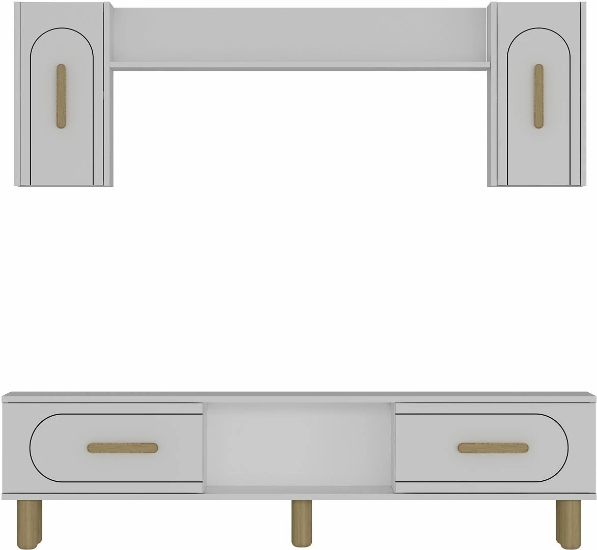 Komodë TV Skye Decor, e bardhë, lisi safir