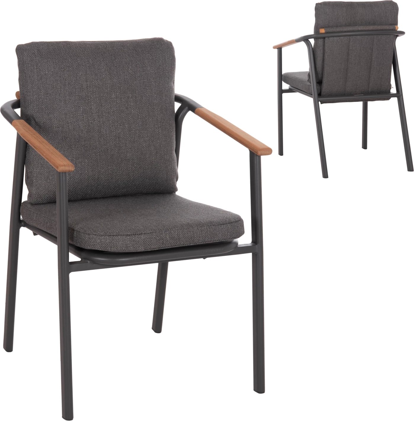 Karrige ngrënieje SENTI, alumin, kornizë & material OLEFIN, ngjyrë gri e errët, 60x55.5x90cm