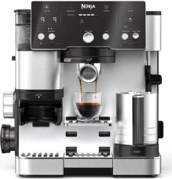 Makinë kafeje 2-në-1 espresso & filter, Ninja Luxe Essential ES501EU, mulli i integruar, Barista Assist, 25 cilësime bluarjeje, madhësi 175–530 ml, Silver Black