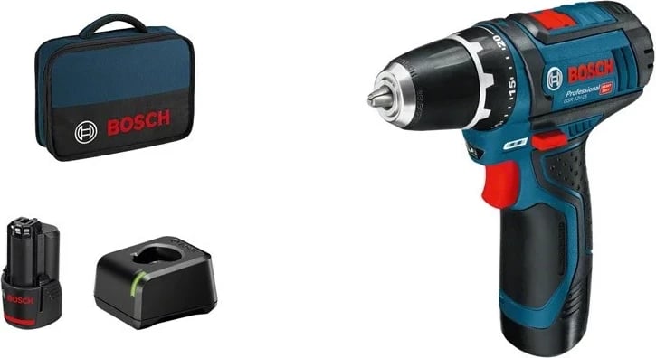 Makineri vidash Bosch 12V Li-Ion, 2 bateri, me çantë, Blu