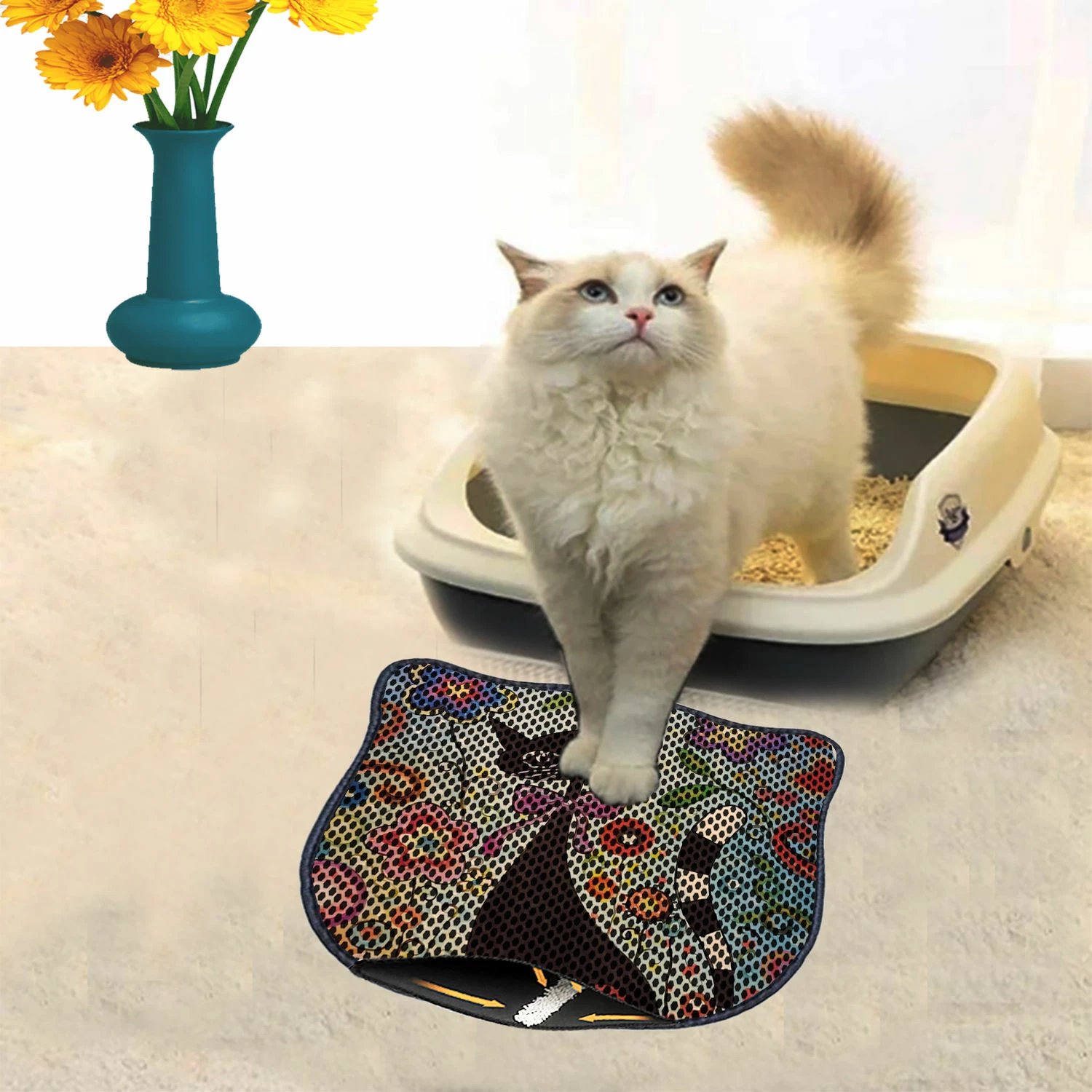 Tapet për rërë mace, shumëngjyrësh, Paws & Whiskers, Kdkafa0110, 40x50cm