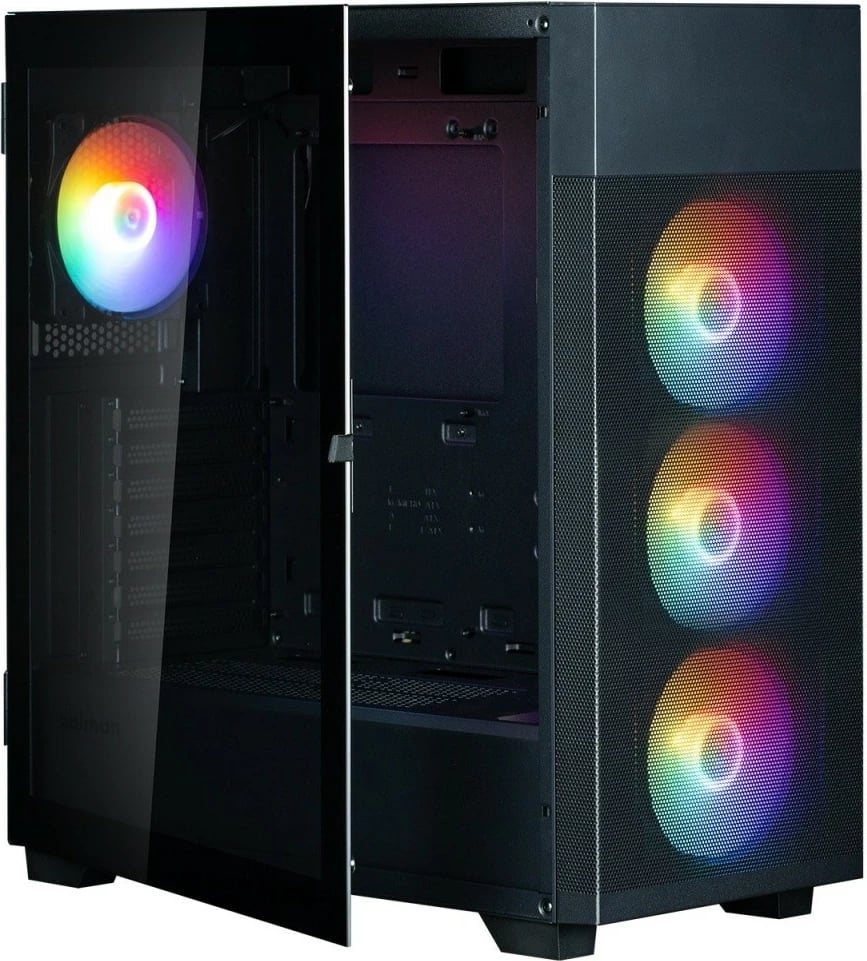 Kasë Zalman S5 NEO Black, ATX Mid Tower, 4 ventilatorë RGB, xham i temperuar, e zezë