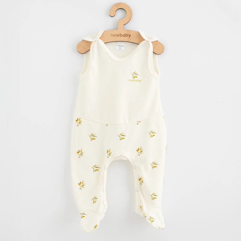 Tutina bebe, NEW BABY, Olives, 100% pambuk organik, madhësia 56 (0-3m), bezhë