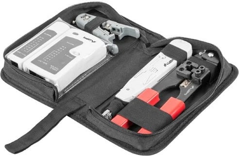 Set mjete për rrjet LAN Lanberg NT-0301 me tester kabllosh dhe çantë