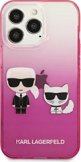 Mbështjellës Karl Lagerfeld KLHCP13LTGKCP për iPhone 13/13 Pro 6.1", Ikonik Karl & Choupette, Rozë
