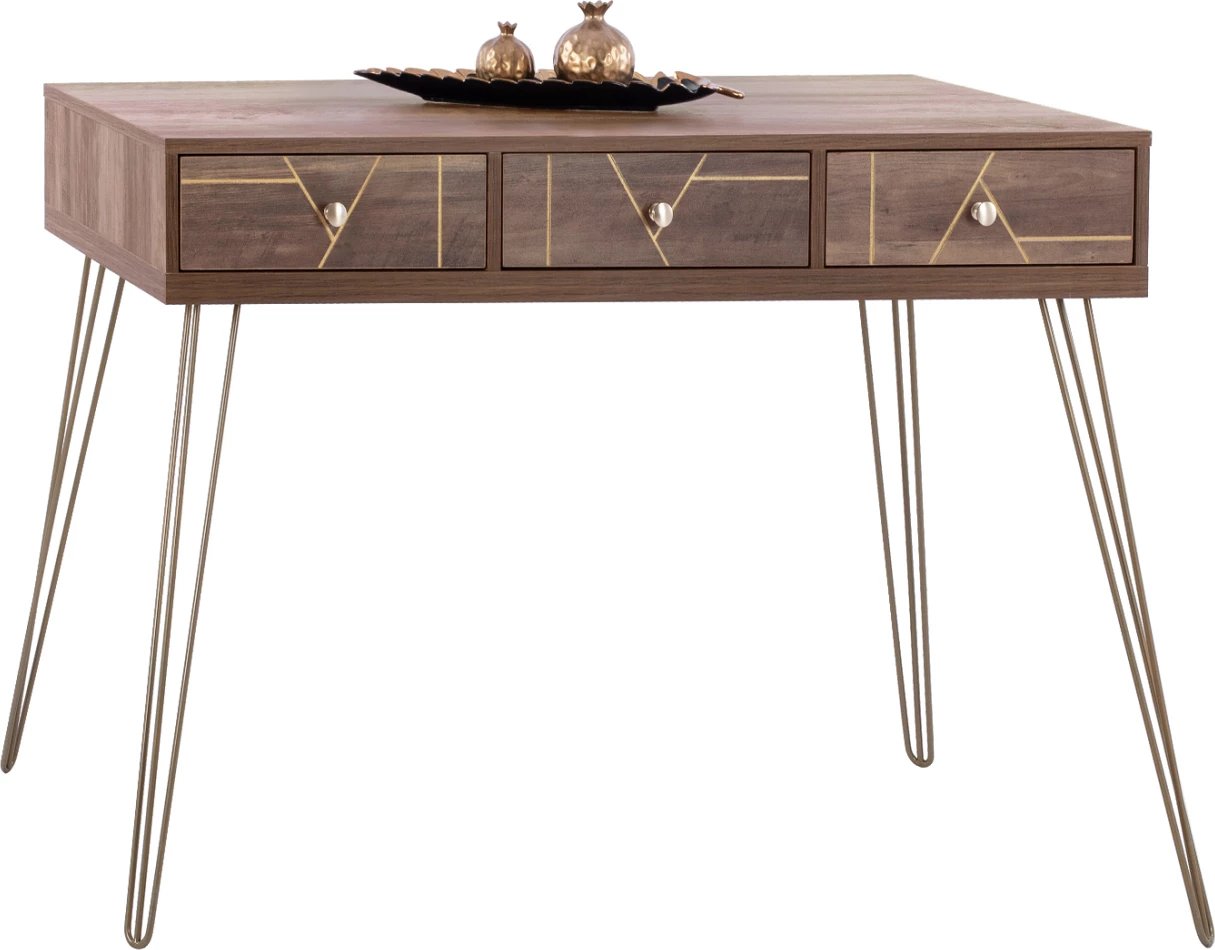 Konsol Kaitlyn FH8653, ngjyrë arre me detaje të arta, 120x55x79.5 cm